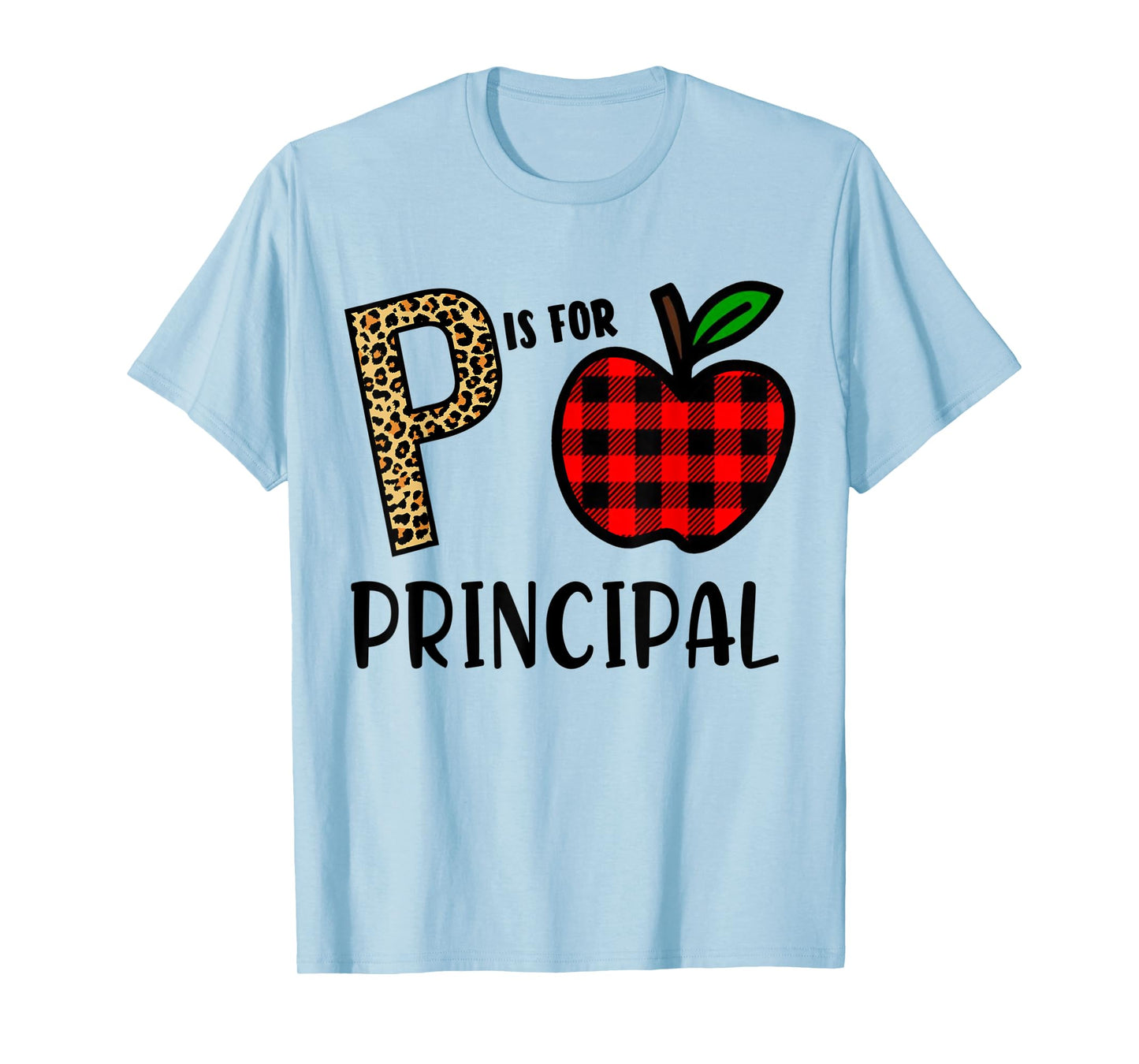 P is for Principal Leopard Buffalo Plaid T-Shirt