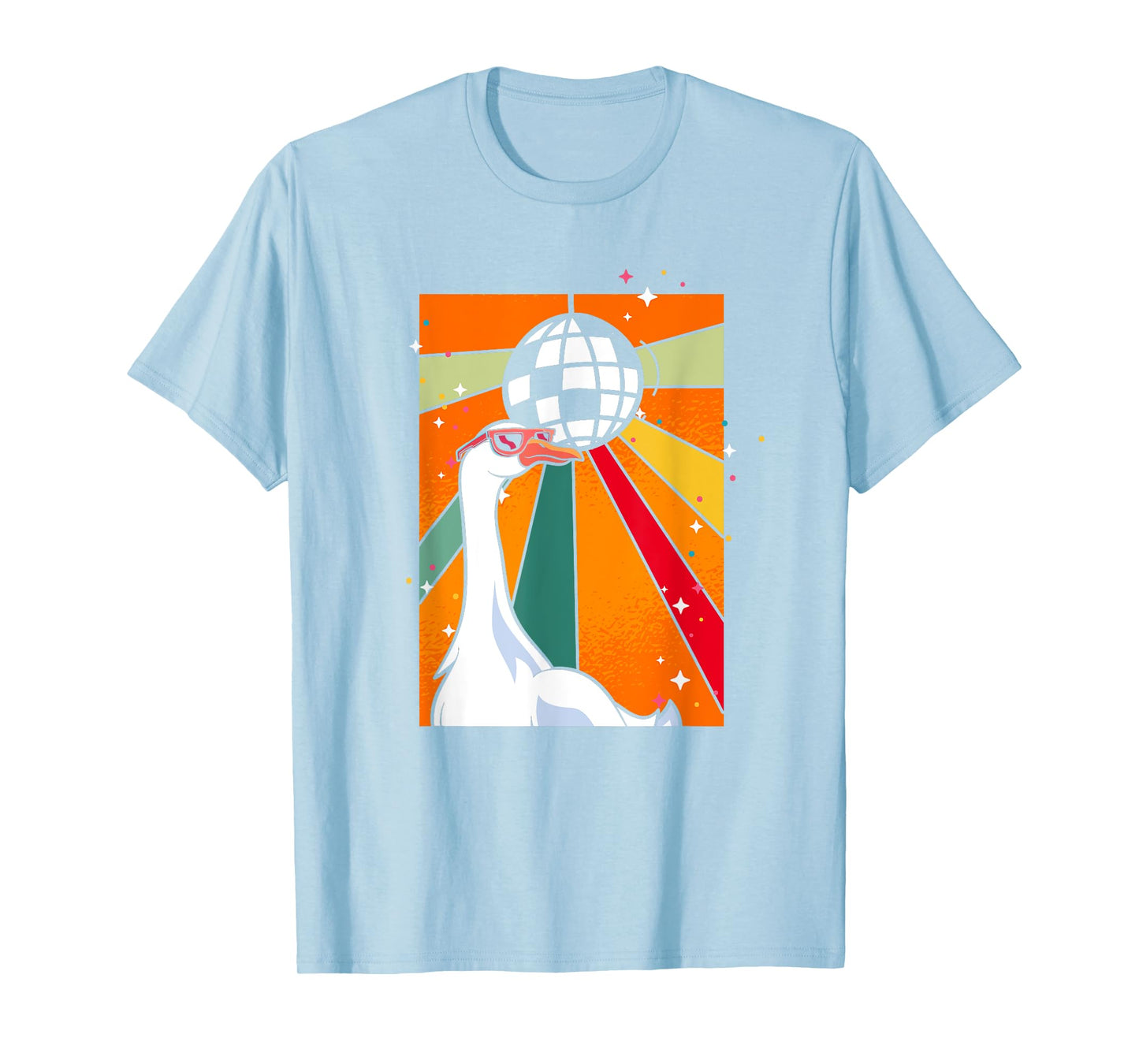 Funny Cool Farm Animal Disco Ball Sunglasses Retro Goose T-Shirt