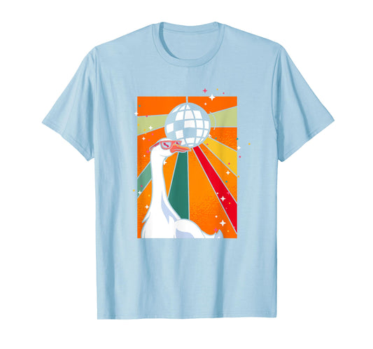 Funny Cool Farm Animal Disco Ball Sunglasses Retro Goose T-Shirt