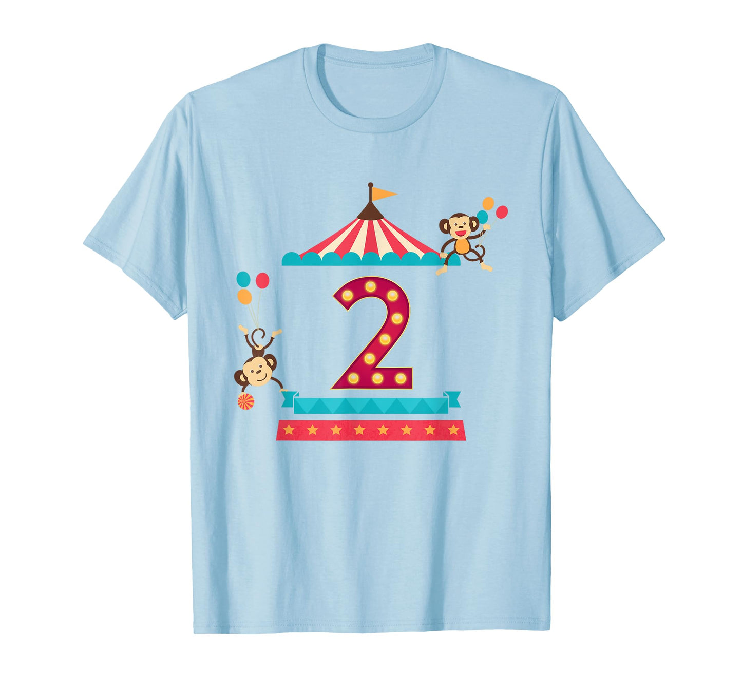 2nd Birthday Circus Top Monkeys 2 Year Old Toddler Carnival T-Shirt