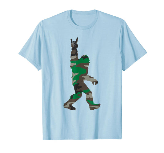 Bigfoot Rock and Roll Orange Camo Hunting Safety Gift T-Shirt