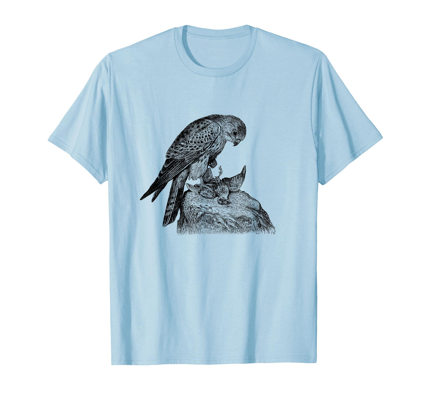 Old World Kestrel Bird with Prey Print T-Shirt