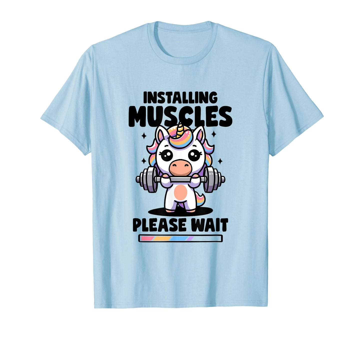 Installing Muscles Please Wait Unicorn Gym Quote Unicorn T-Shirt