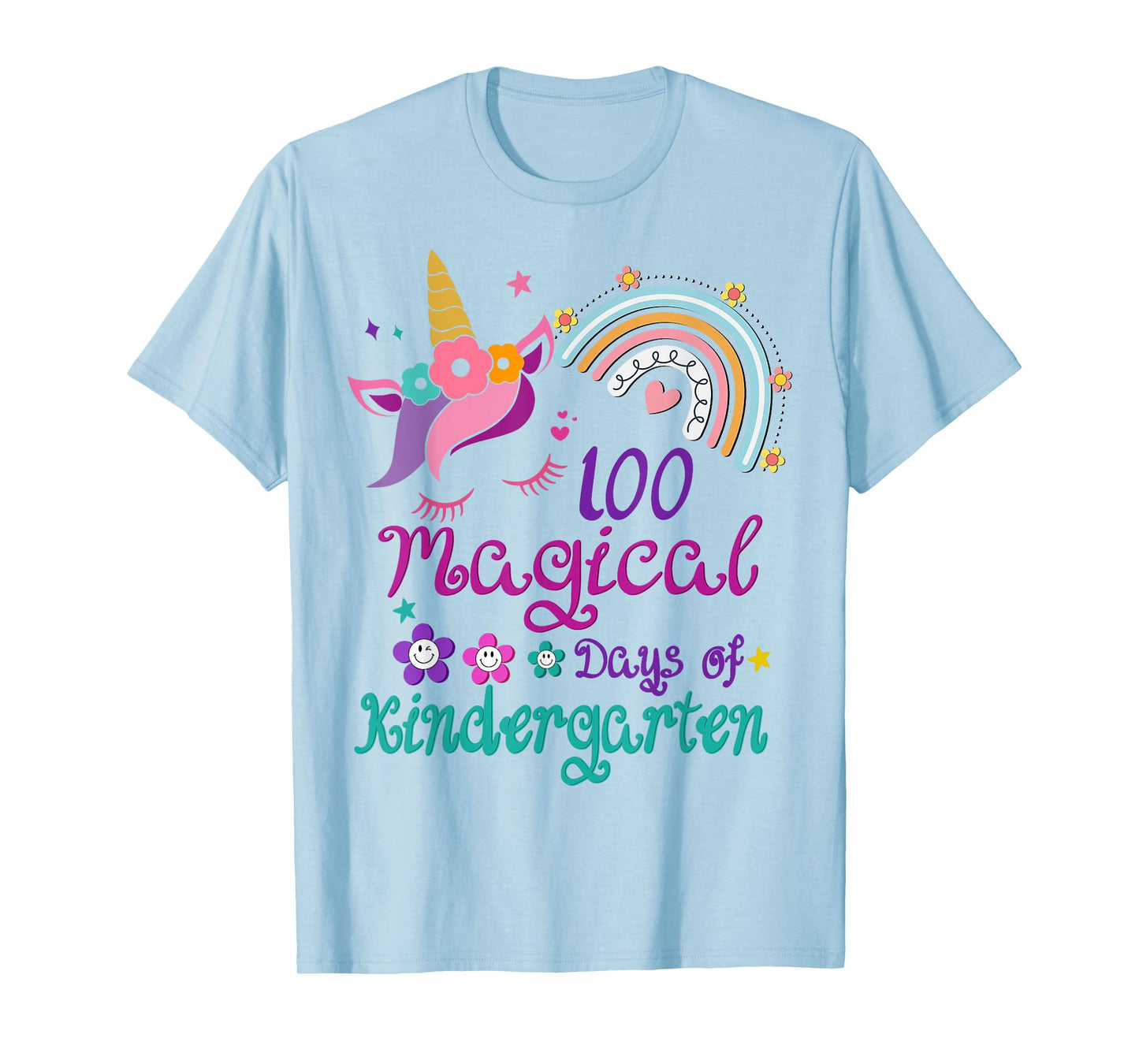 100 Days Of Kindergarten 100th Day School unicorn girls T-Shirt