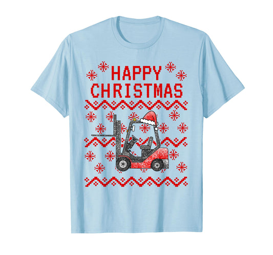 Forklift Truck Ugly Christmas Coworker Funny Xmas 2024 T-Shirt