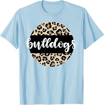 Leopard Print Bulldogs Team Mascot School Spirit Game Night T-Shirt