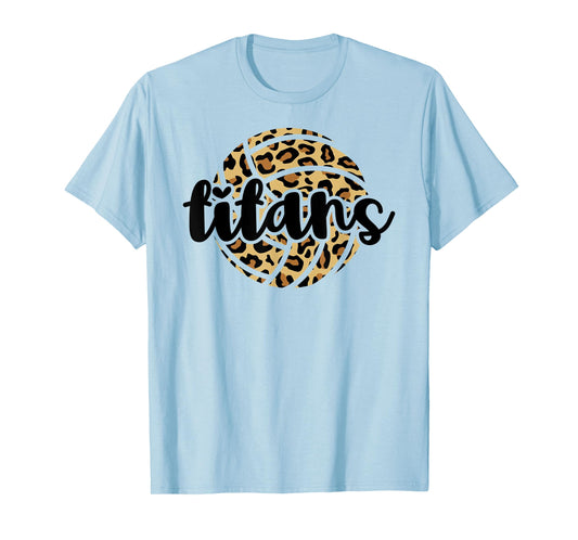 Titans Volleyball Team Leopard Mascot School Spirit Game T-Shirt