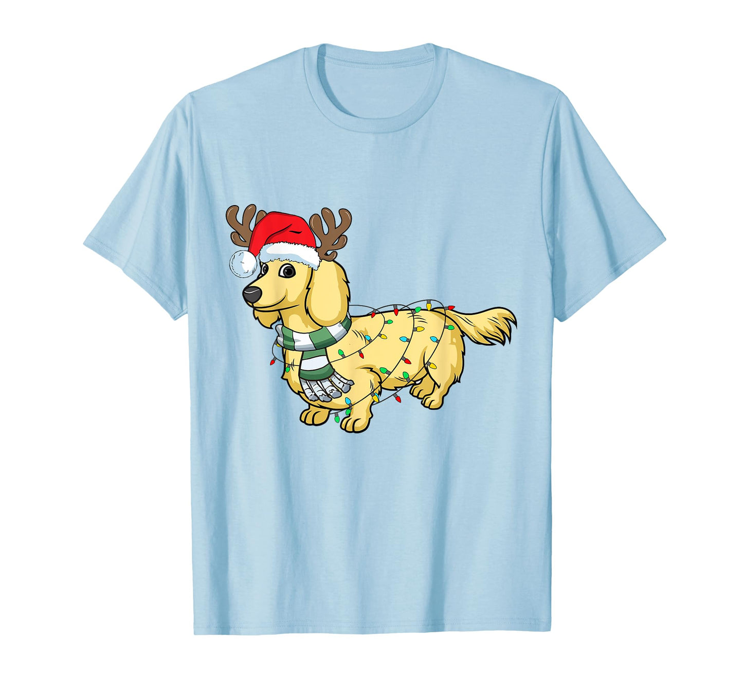 Cream Dachshund Reindeer Santa Dog Merry Christmas T-Shirt