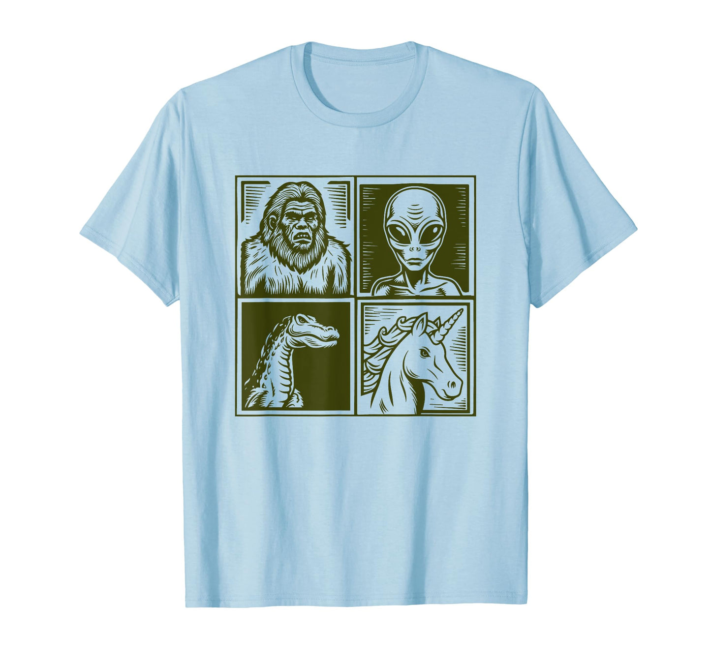 Cryptid Bigfoot Unicorn Alien Lock Ness Pop Art Style Art T-Shirt
