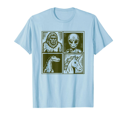 Cryptid Bigfoot Unicorn Alien Lock Ness Pop Art Style Art T-Shirt