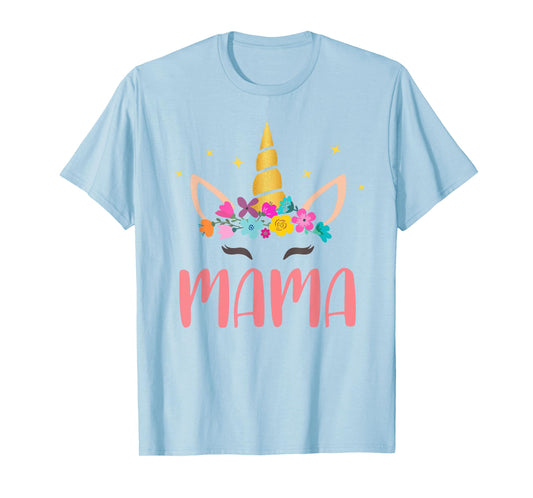 Mama Unicorn Floral Birthday Matching T-Shirt