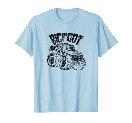 Classic BIGFOOT Cartoon Logo and Truck Distressed T-Shirt