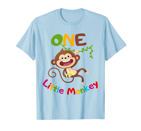 ONE Little Monkey Jungle Monkey Theme 1st Birthday Party T-Shirt