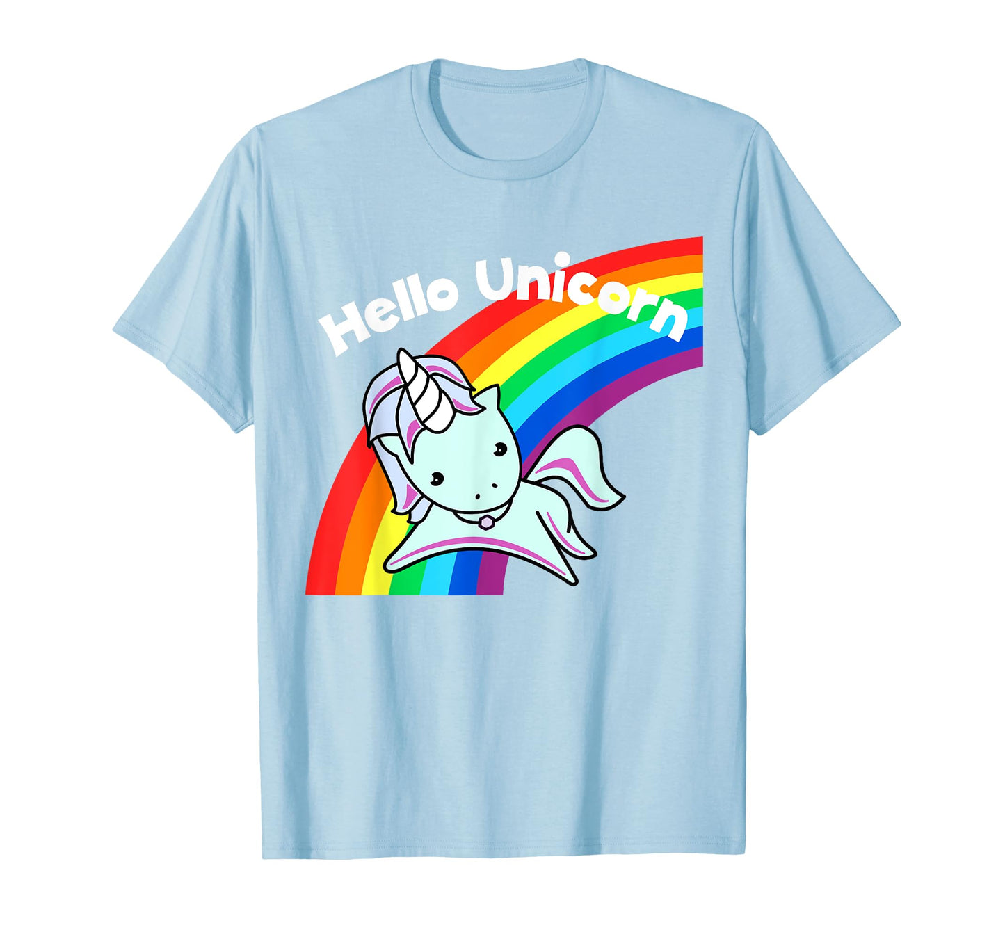 Pink Hello Unicorn Rainbow T-Shirt