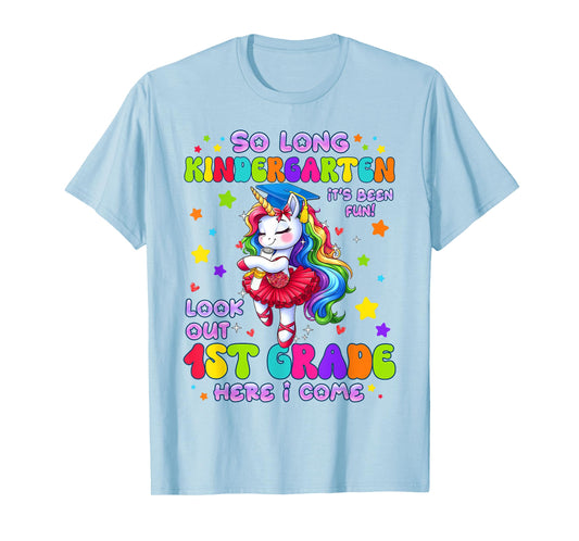 Kindergarten Graduation 2025 Graduate Girls Unicorn 1st Grad T-Shirt