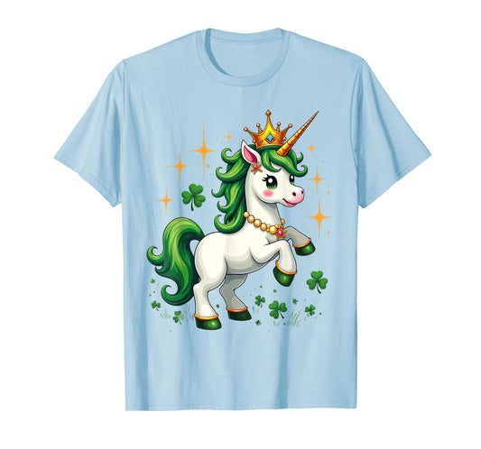 Lepricorn Unicorn St Patricks Day Shamrock Kids Girls Lucky T-Shirt