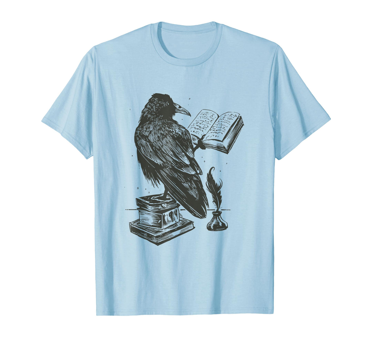 Black Bird Raven Book Lovers Men Women Graphic Tshirt T-Shirt