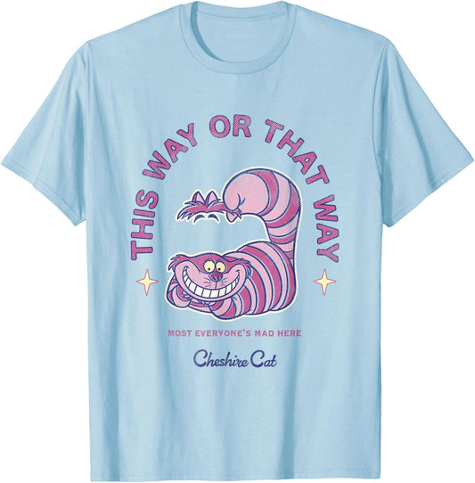 Disney Alice In Wonderland Cheshire Cat's Way Big Chest Logo T-Shirt