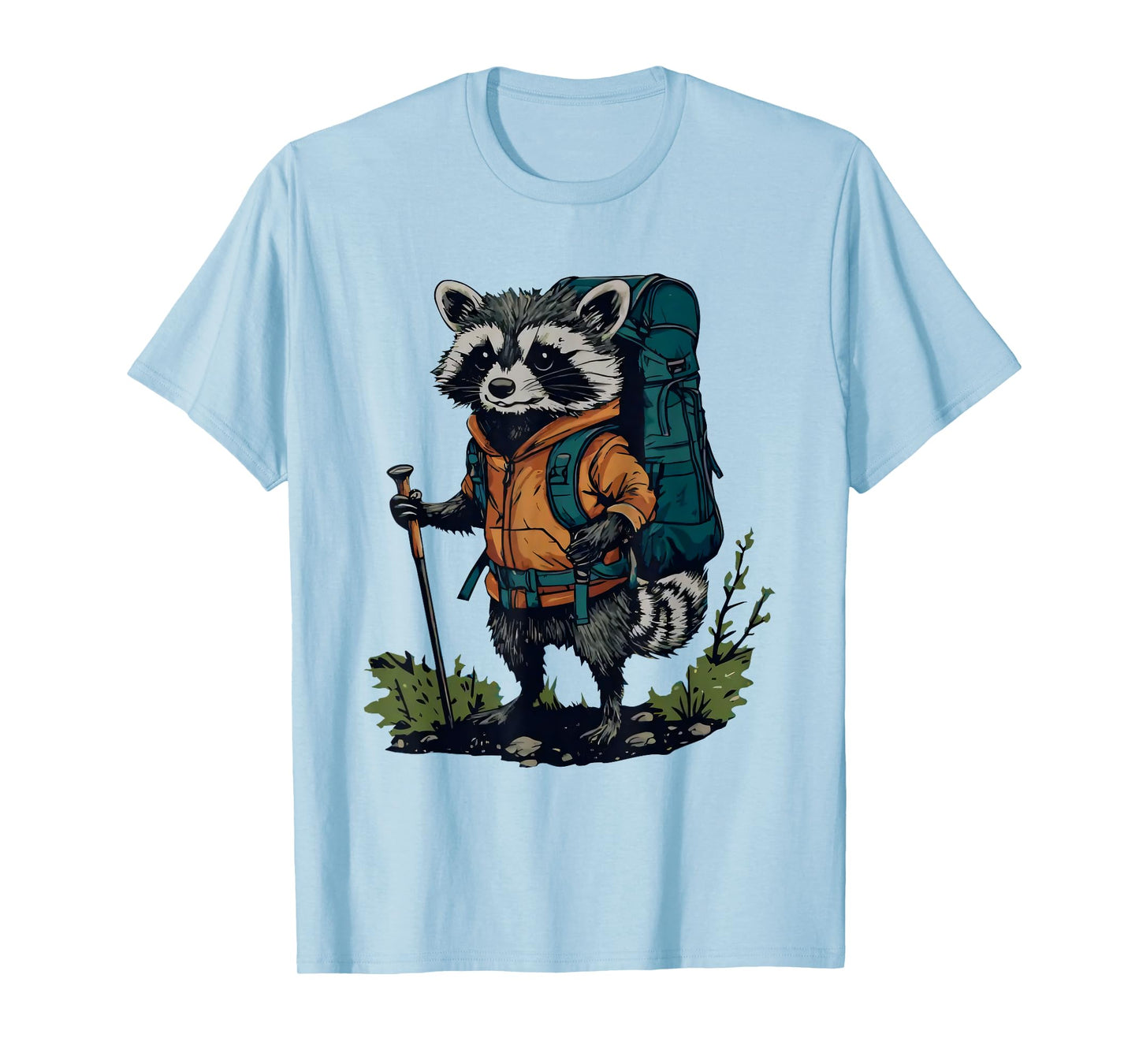 Racoon Backpacker Mountain Hiking Camping Funny T-Shirt