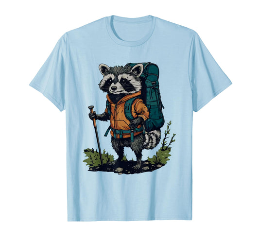 Racoon Backpacker Mountain Hiking Camping Funny T-Shirt