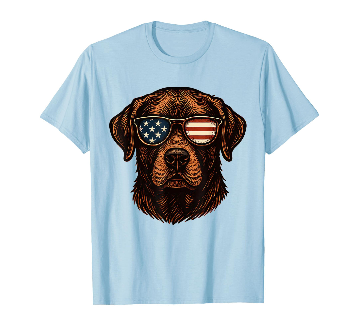 Chocolate Labrador Patriotic American Flag Sunglasses T-Shirt