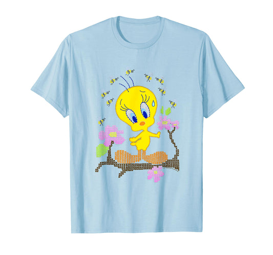 WB100 Looney Tunes Tweety Bird Easter Floral Stitch T-Shirt