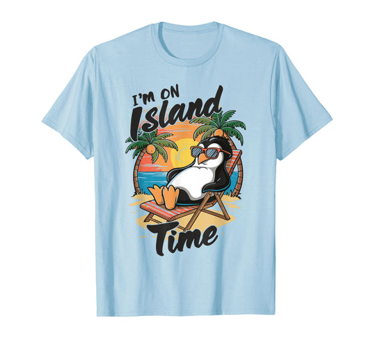 Island vacation Tropical Travel Relax time Penguin Design T-Shirt