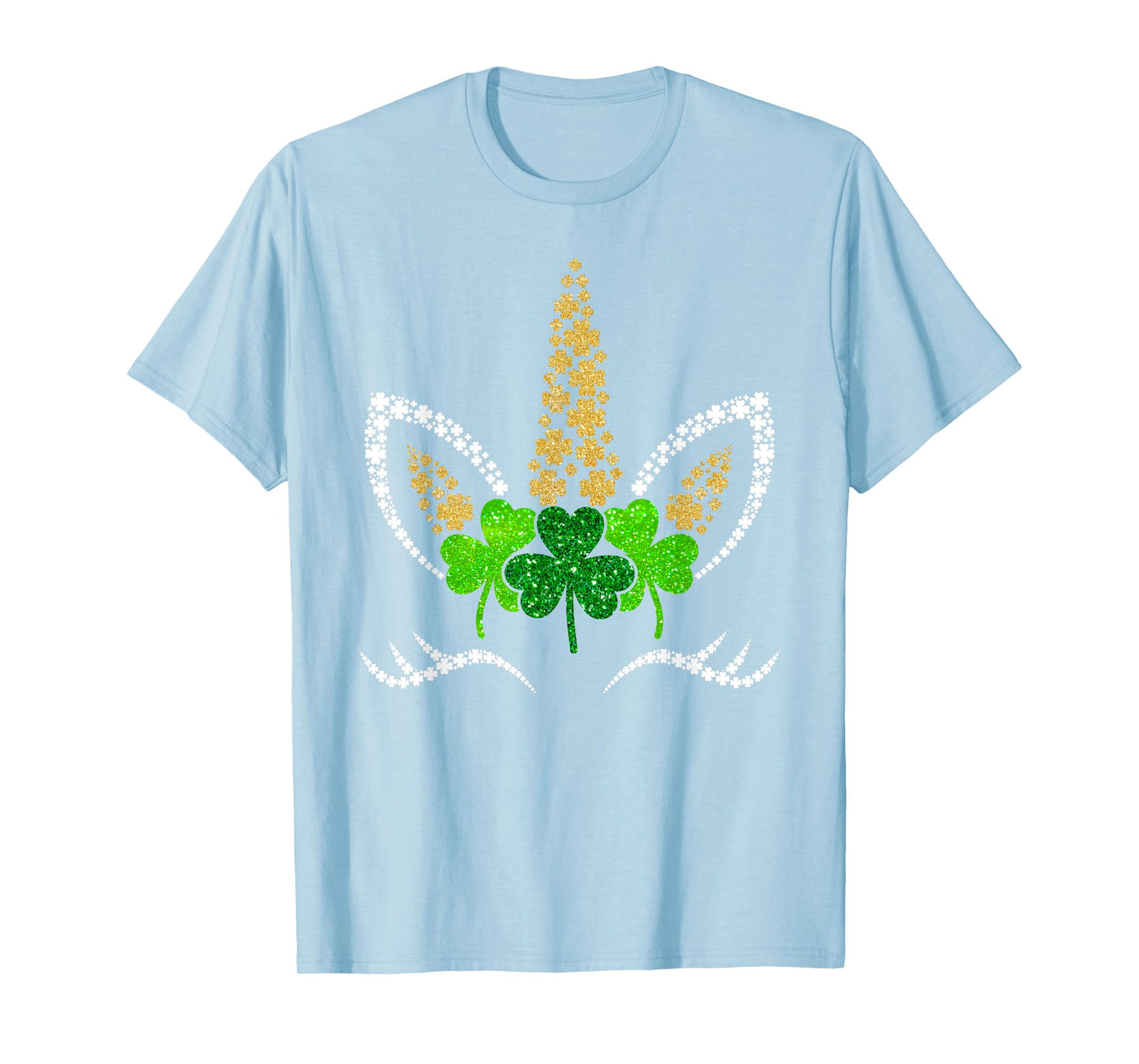 St Patricks Day Unicorn Face Shamrock Pattys Toddler Girls T-Shirt