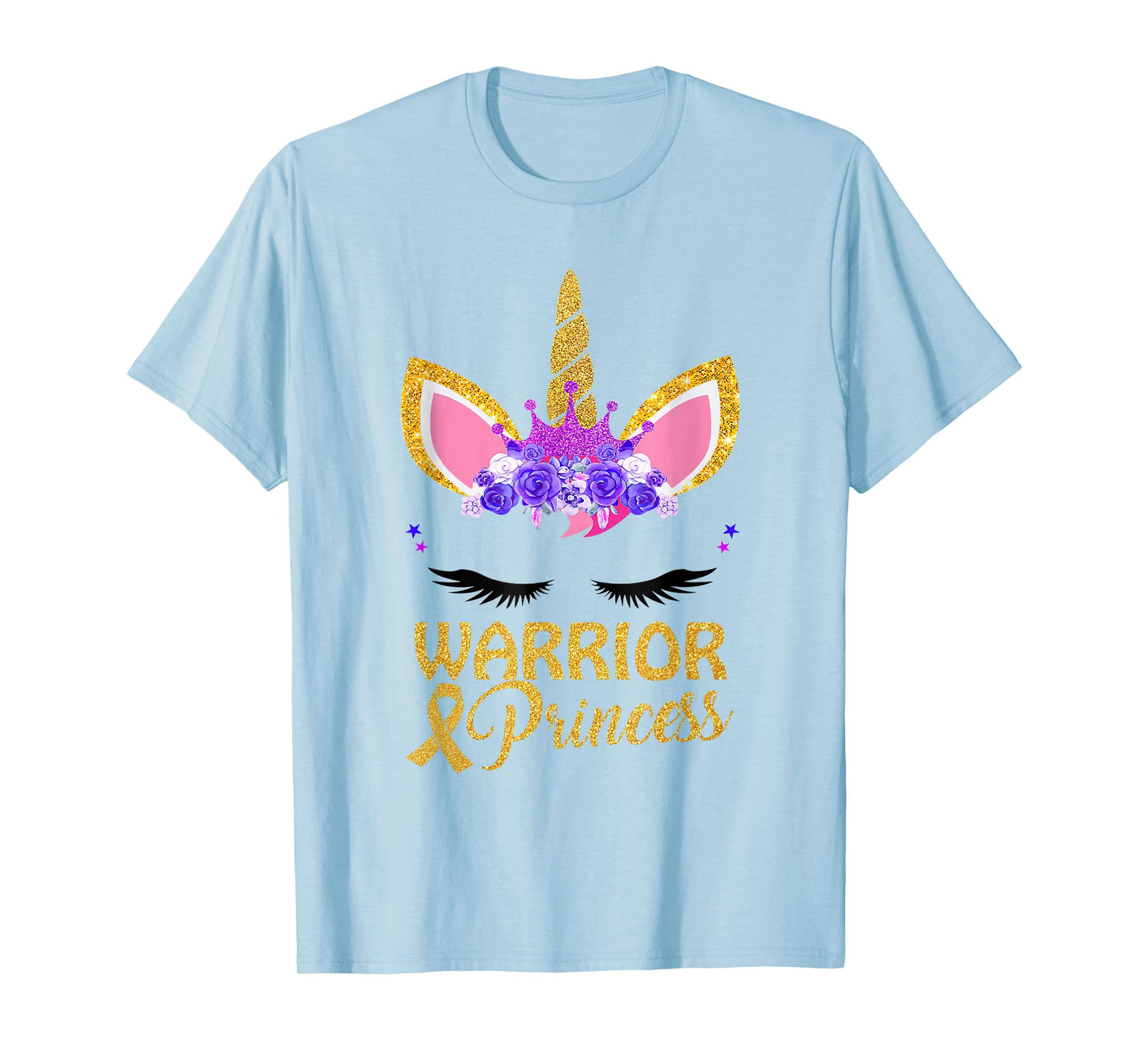 Childhood Cancer Awareness Unicorn Warrior Princess T-Shirt