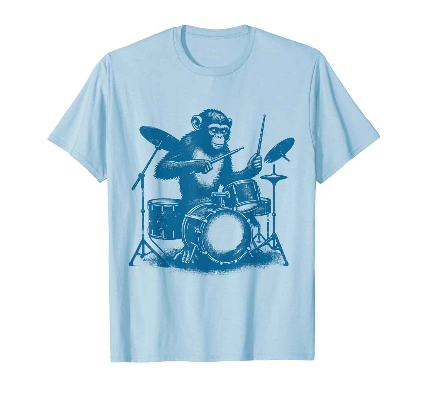 Who Love Drummer Drums Drums Drummer Monkey Playing Drums Vintage Art Monkey On Drums T-Shirt