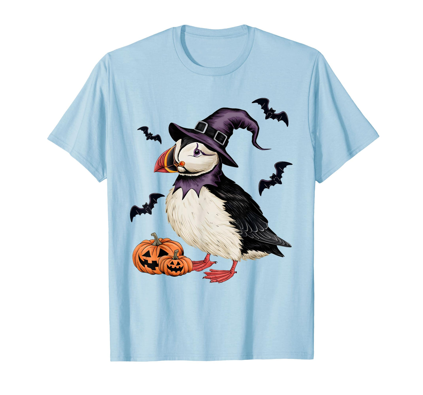 Puffin Bird Halloween Costume Scary Pumpkin Bat Witch T-Shirt