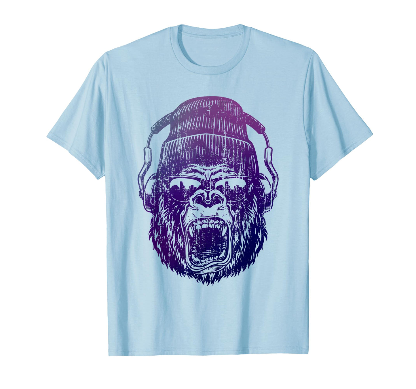 funky Monkey Chimp With Sunglasses And Headphones Funny T-Shirt