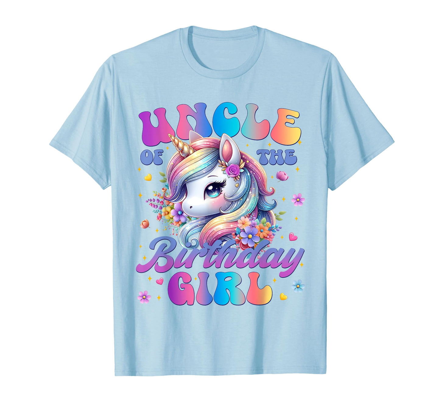 Uncle Of The Birthday Girl Unicorn Flower Family Matching T-Shirt