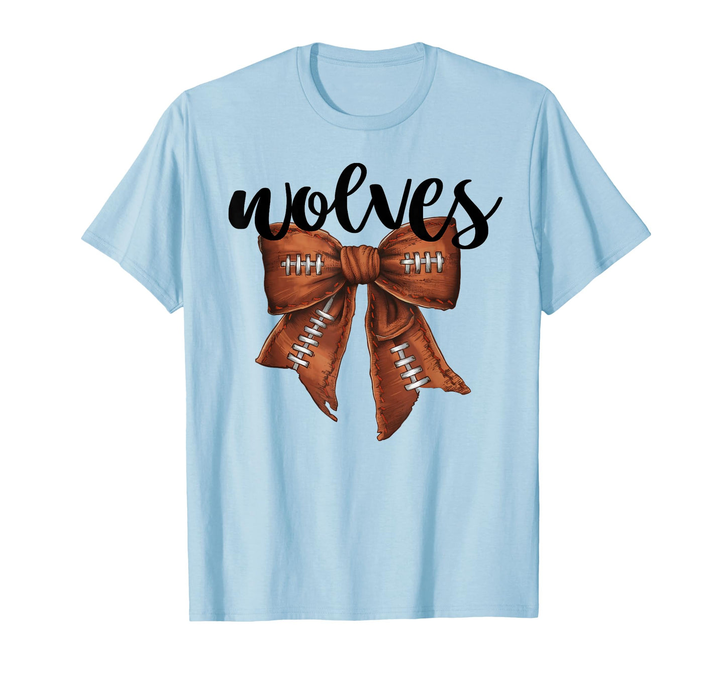 Wolves Football Bow School Spirit Team Mascot Game Night T-Shirt