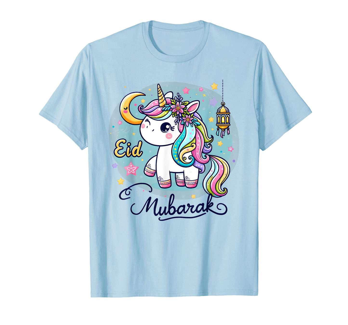 Eid Mubarak 2024 for kids and Mom Girls Eid Mubarak Unicorn T-Shirt