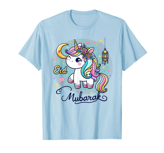 Eid Mubarak 2024 for kids and Mom Girls Eid Mubarak Unicorn T-Shirt