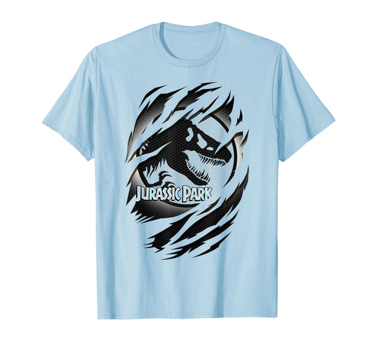 Jurassic Park Slashed White Glow T-Rex Logo Graphic T-Shirt T-Shirt