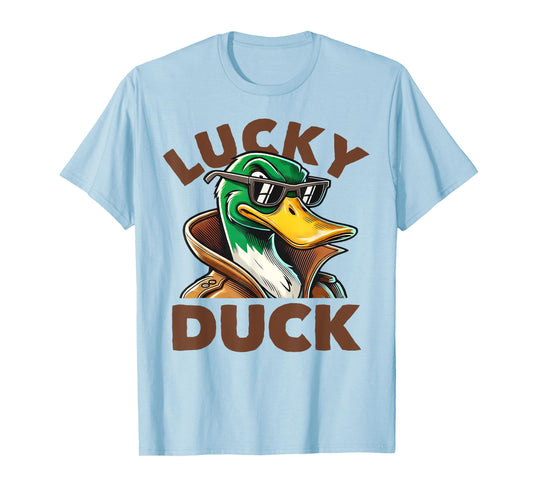 Lucky Duck Mallard Duck With Sunshades Men Boys Funny T-Shirt