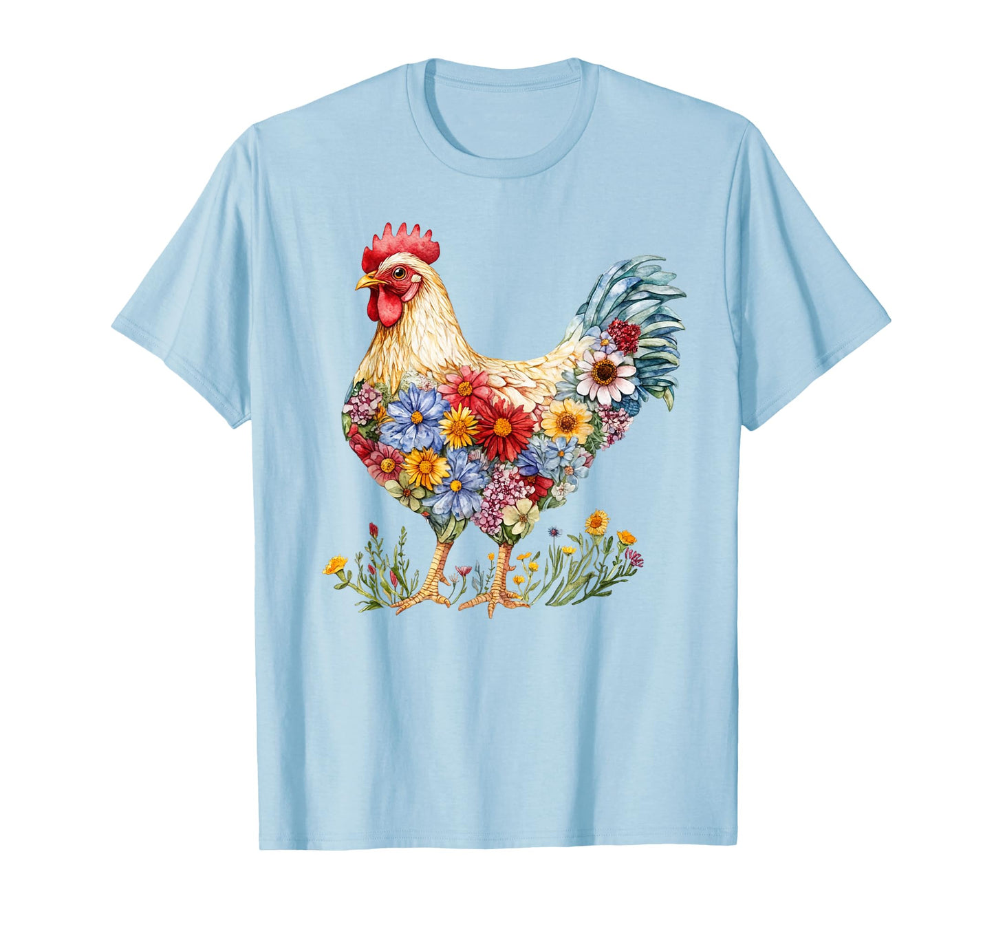 Floral Chicken Lover Wildflower Chicken Mom Gardening Top T-Shirt
