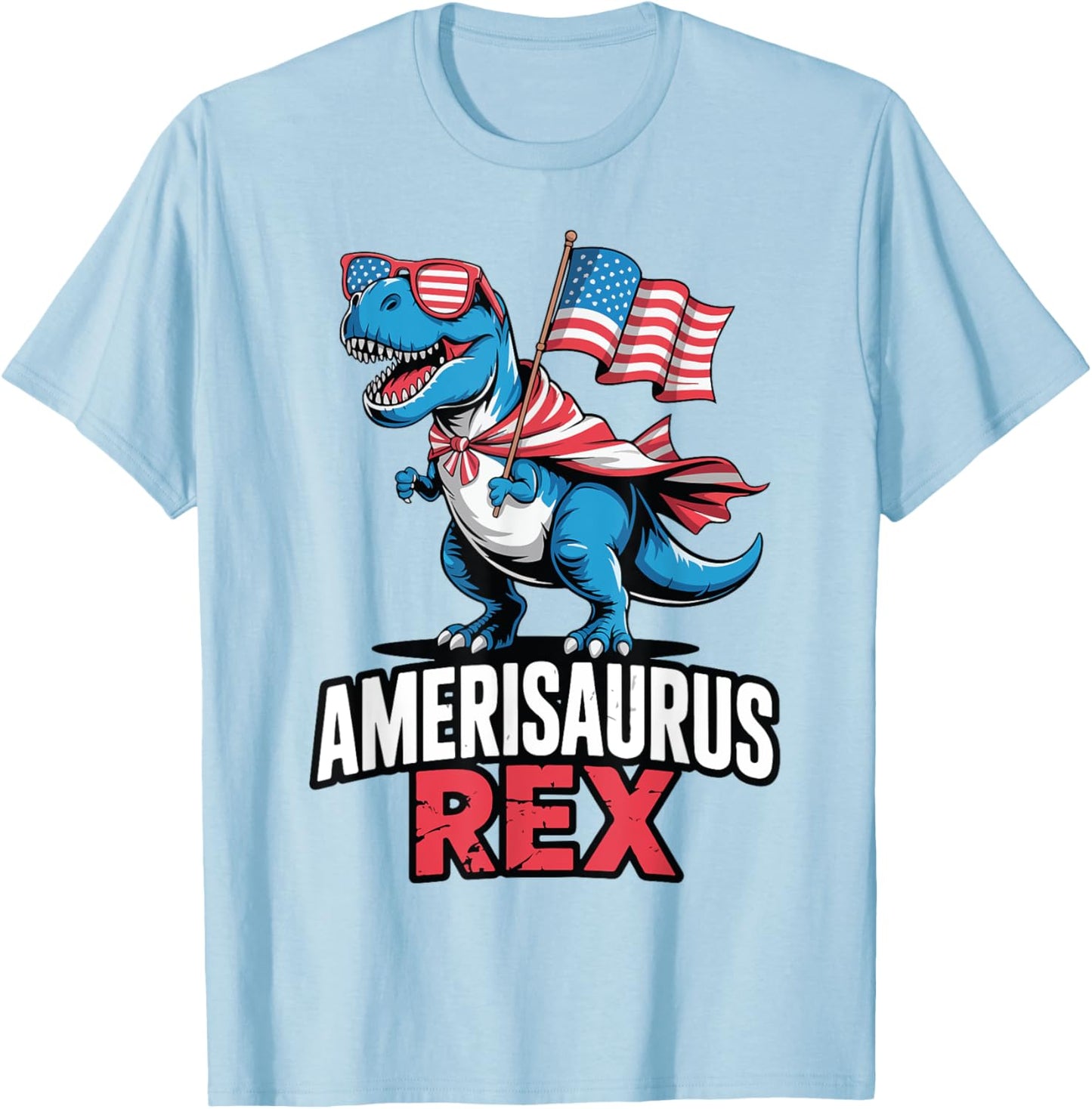 Kids Amerisaurus T Rex Dinosaur 4th July Funny Toddler Boy T-Shirt
