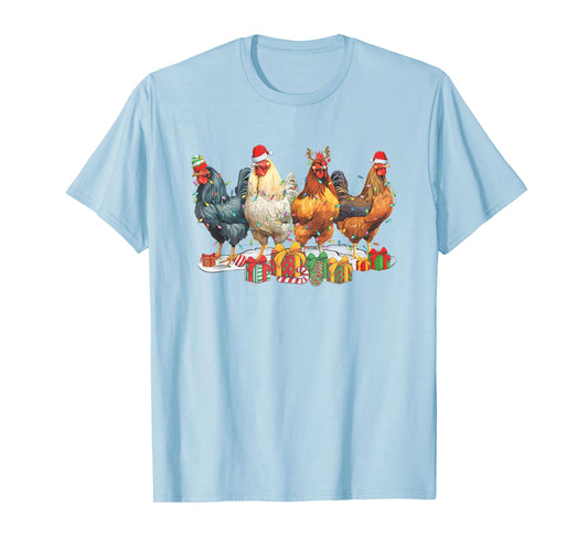 Retro Vintage Christmas Chickens Xmas Farm Holiday Women T-Shirt