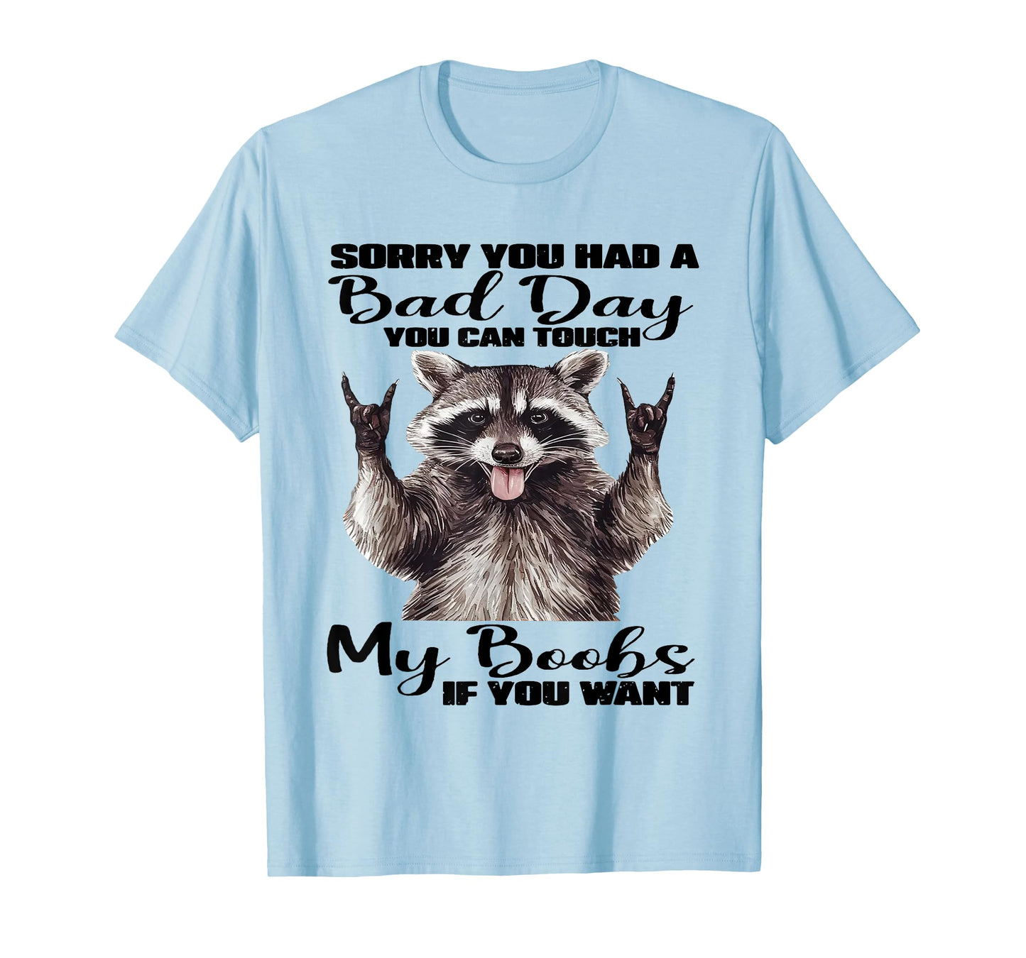 Raccoon Sorry You Had A Bad Day You Can Touch My Boobs Funny T-Shirt