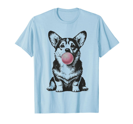 Corgi Blowing Bubble Gum Funny Dog Cartoon Meme T-Shirt