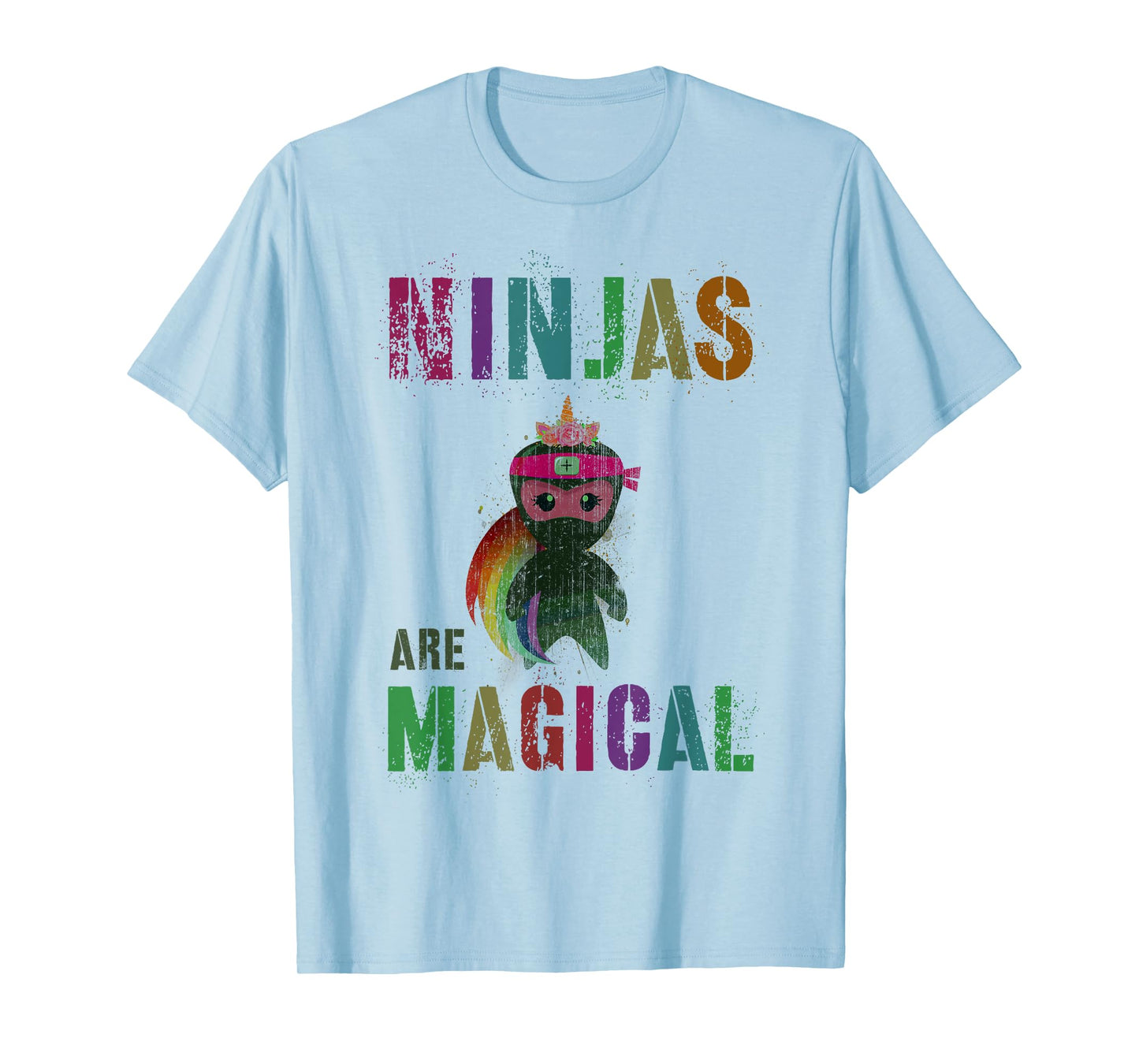 Kawaii NINJAS ARE MAGICAL Rainbow Unicorn Girls Kids My Pink T-Shirt