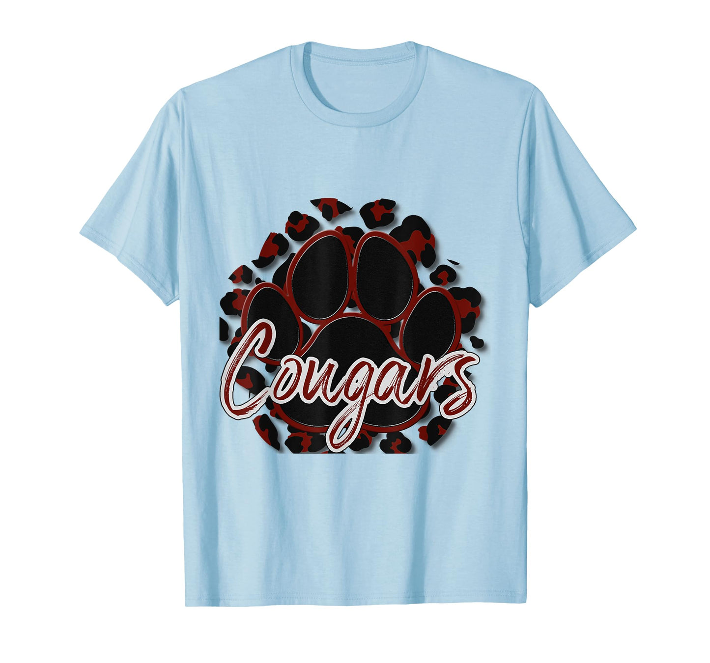 Cougar Maroon Black Cheetah School Sports Fan Team Spirit T-Shirt