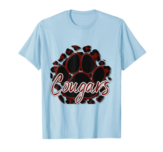 Cougar Maroon Black Cheetah School Sports Fan Team Spirit T-Shirt