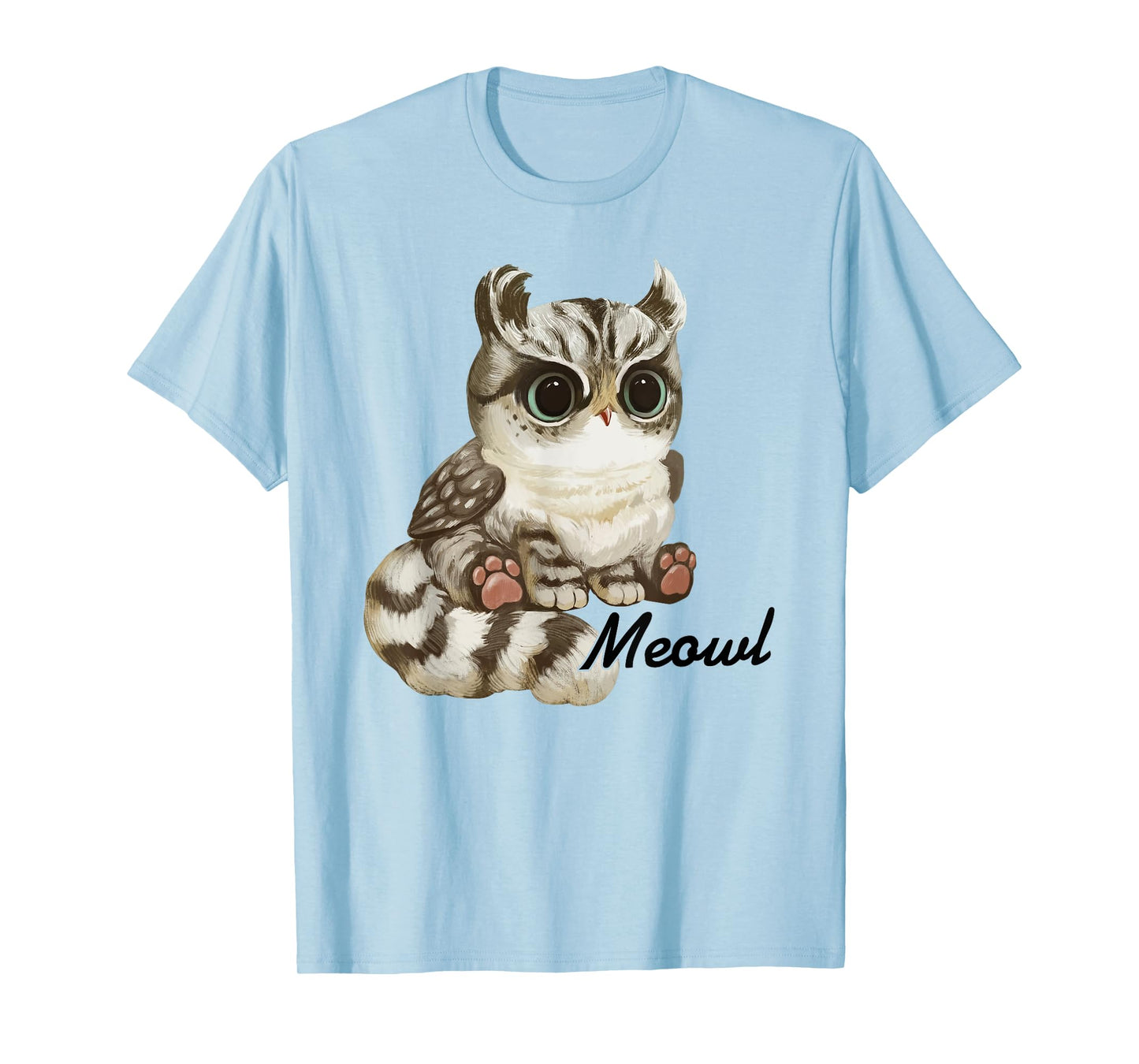 Meowl Cat Owl Animals Yellow Eyes Cute Funny Men Women T-Shirt