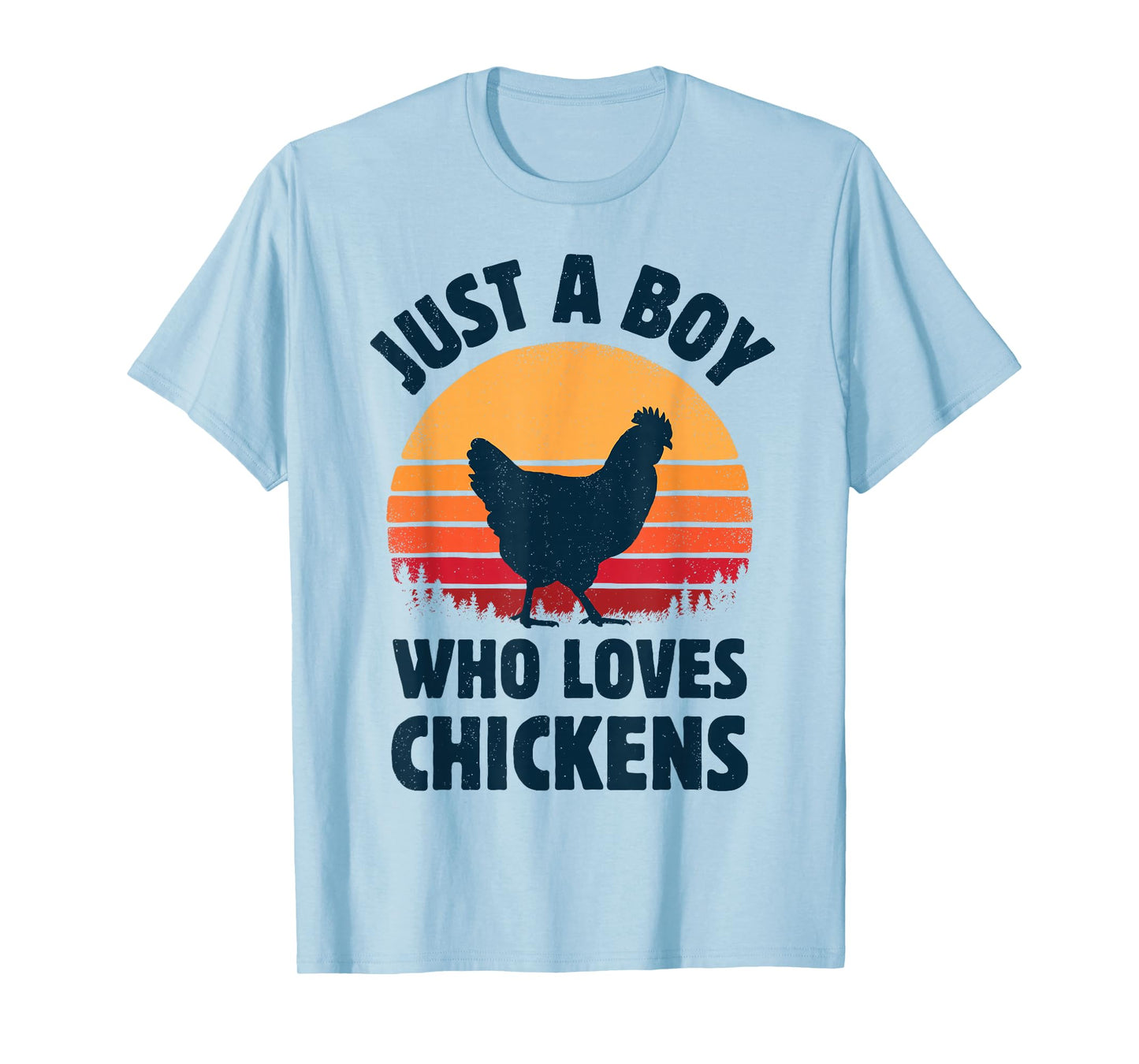 Chicken Just A Boy Who Loves Retro Farm Animal Farmer Sunset T-Shirt