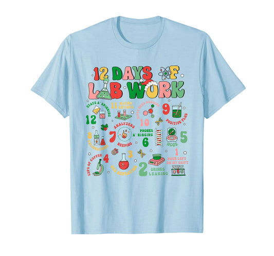 Lab Technician Christmas Gifts Unisex-Adults T-Shirt, Lab Tech Christmas, Medical Lab Science, White, Small, Short Sleeve
