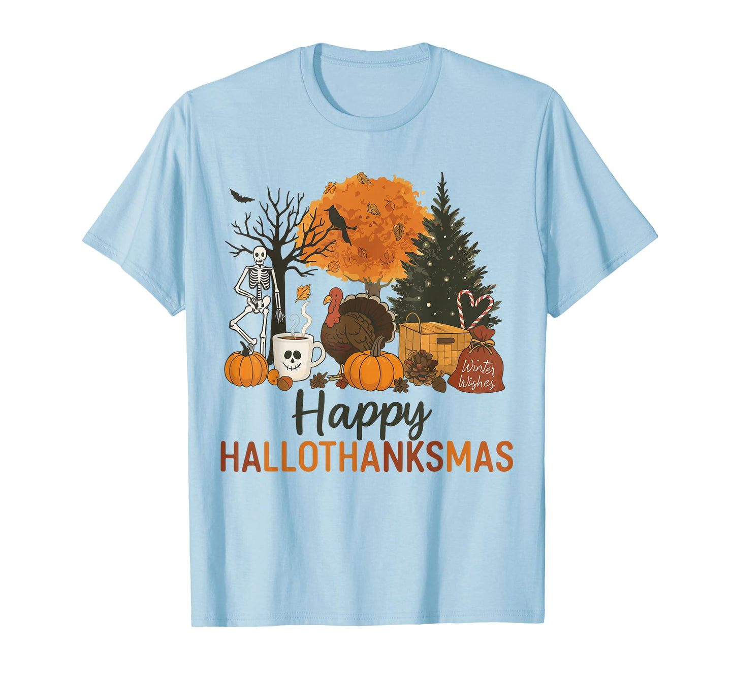 Halloween Thanksgiving Christmas Turkey Happy HalloThanksMas T-Shirt